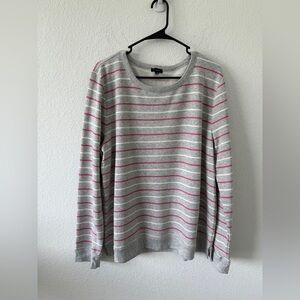 Talbots Gray Sweater with Pink Stripes